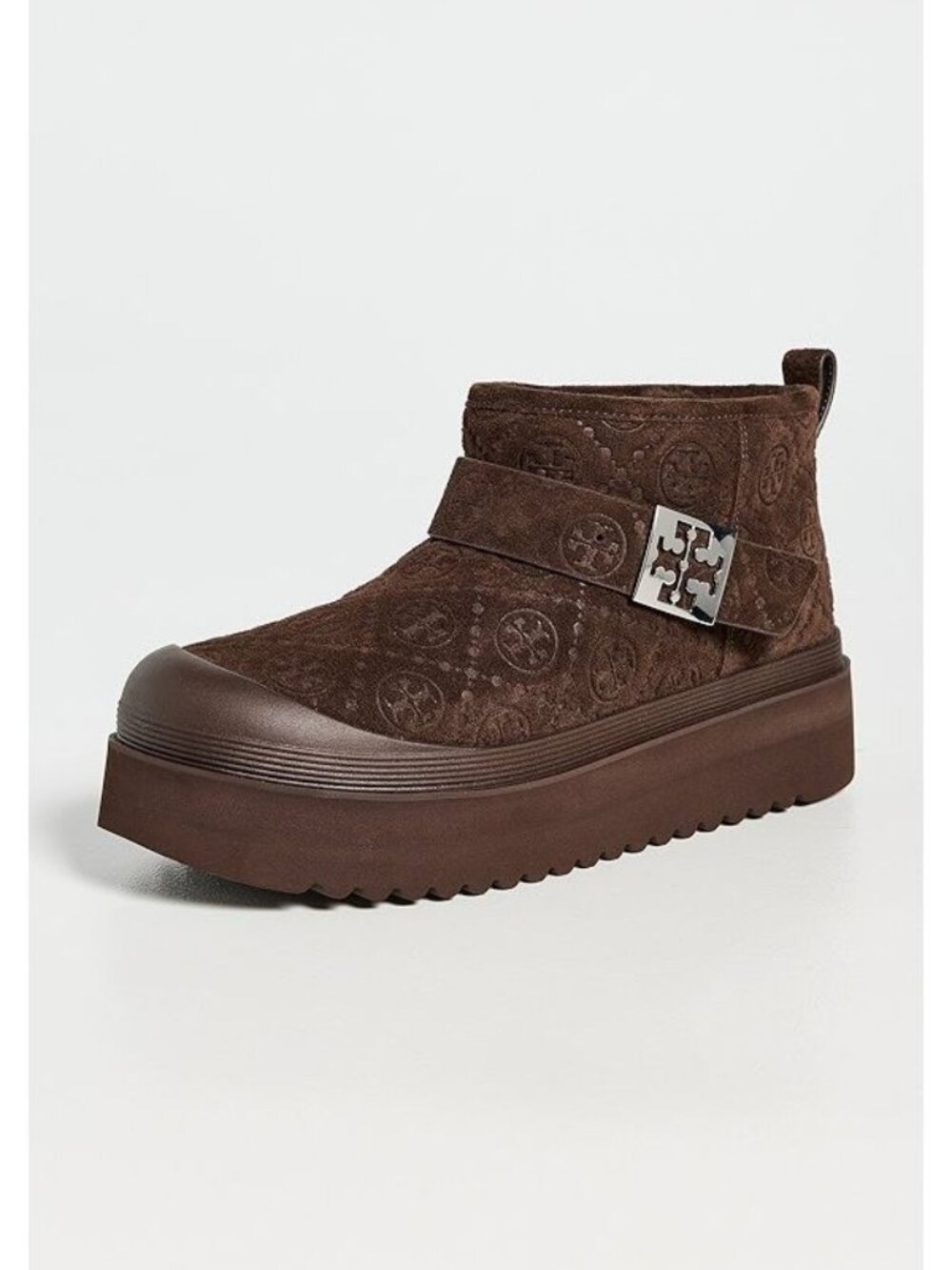 Tory Burch Mellow Dark Cocoa Genuine Shearling Lined Platform Boots 9 NEW $425